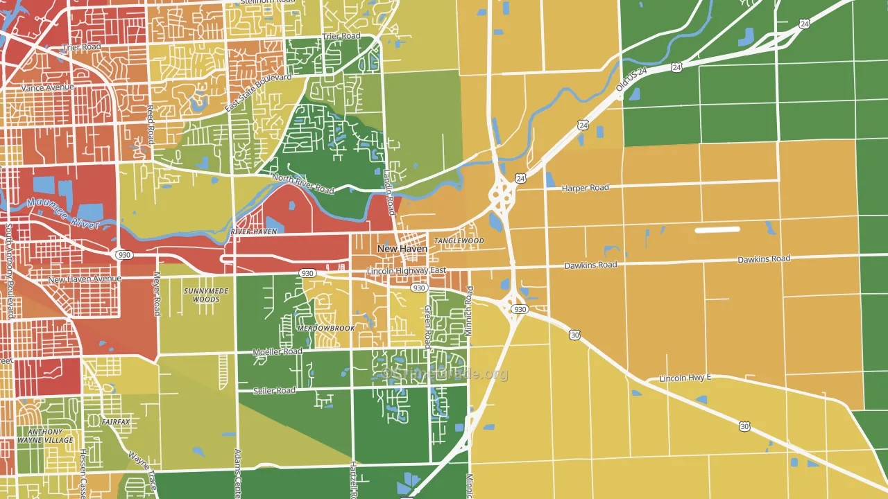 46774, IN Map of Drug-Related Crime Rates