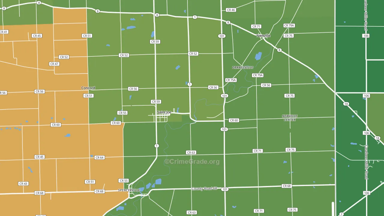 46785, IN Map of Drug-Related Crime Rates