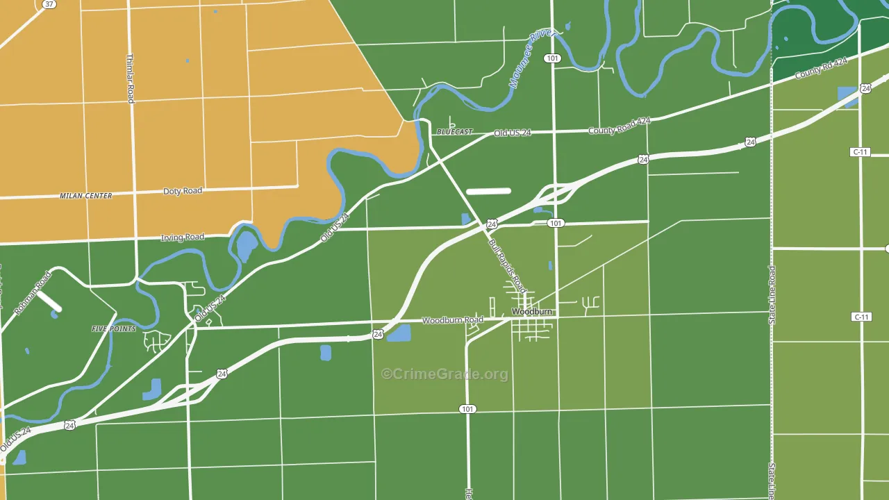 46797, IN Map of Drug-Related Crime Rates