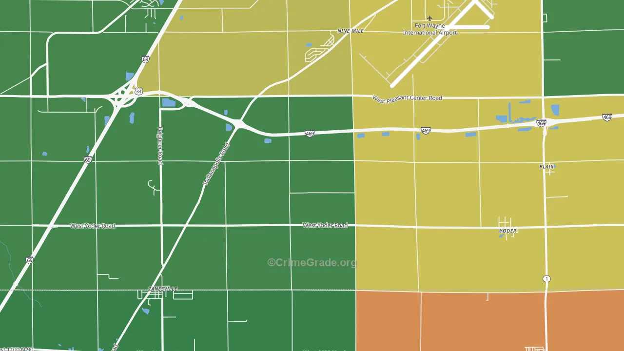 46798, IN Map of Drug-Related Crime Rates
