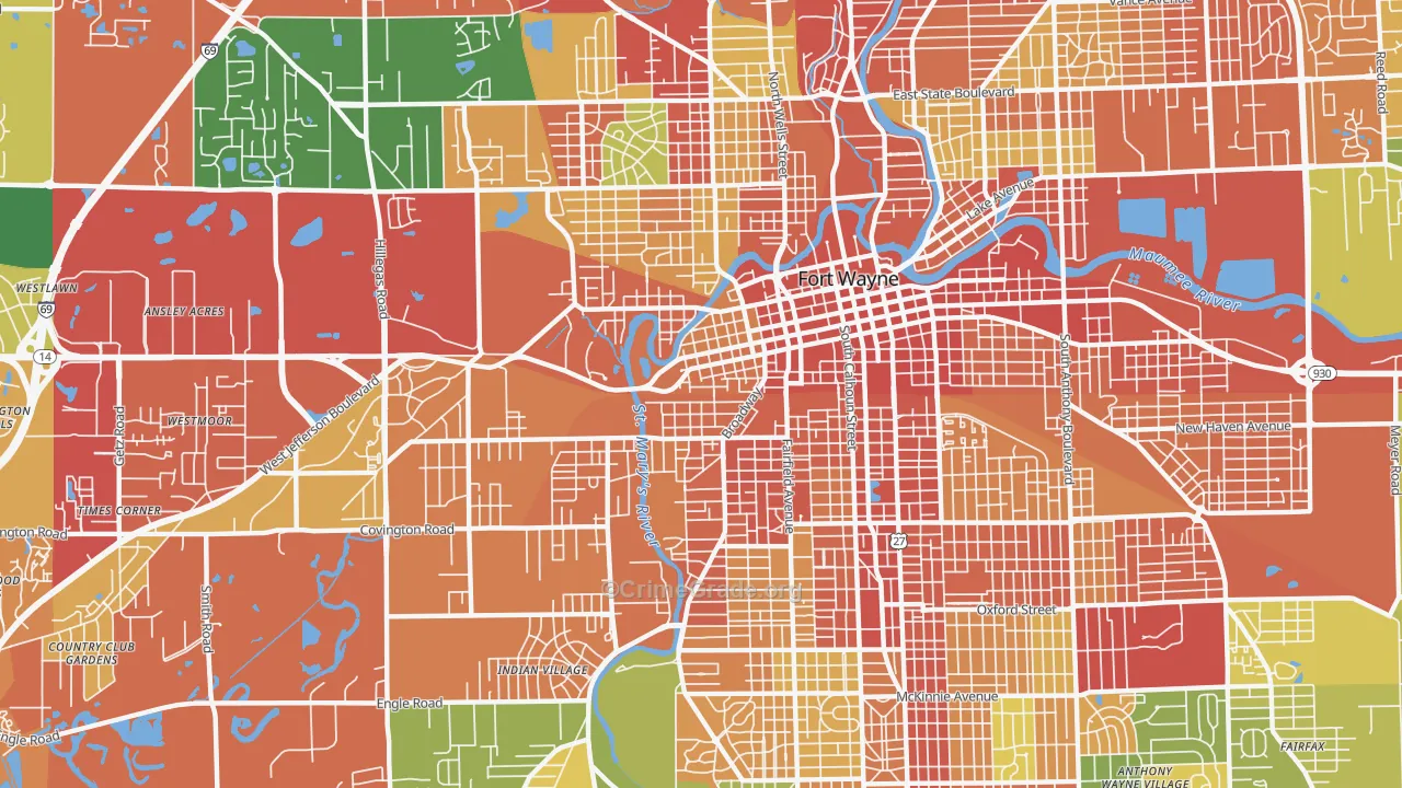 46802, IN Map of Drug-Related Crime Rates