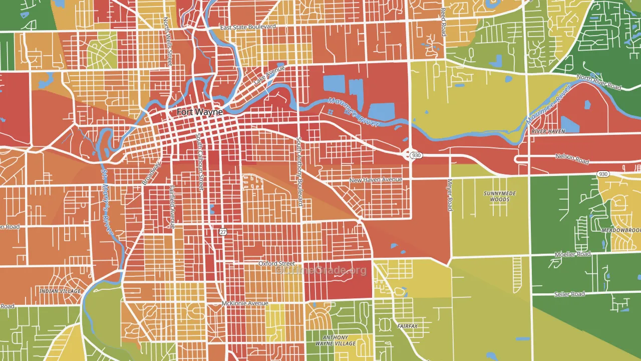 46803, IN Map of Drug-Related Crime Rates