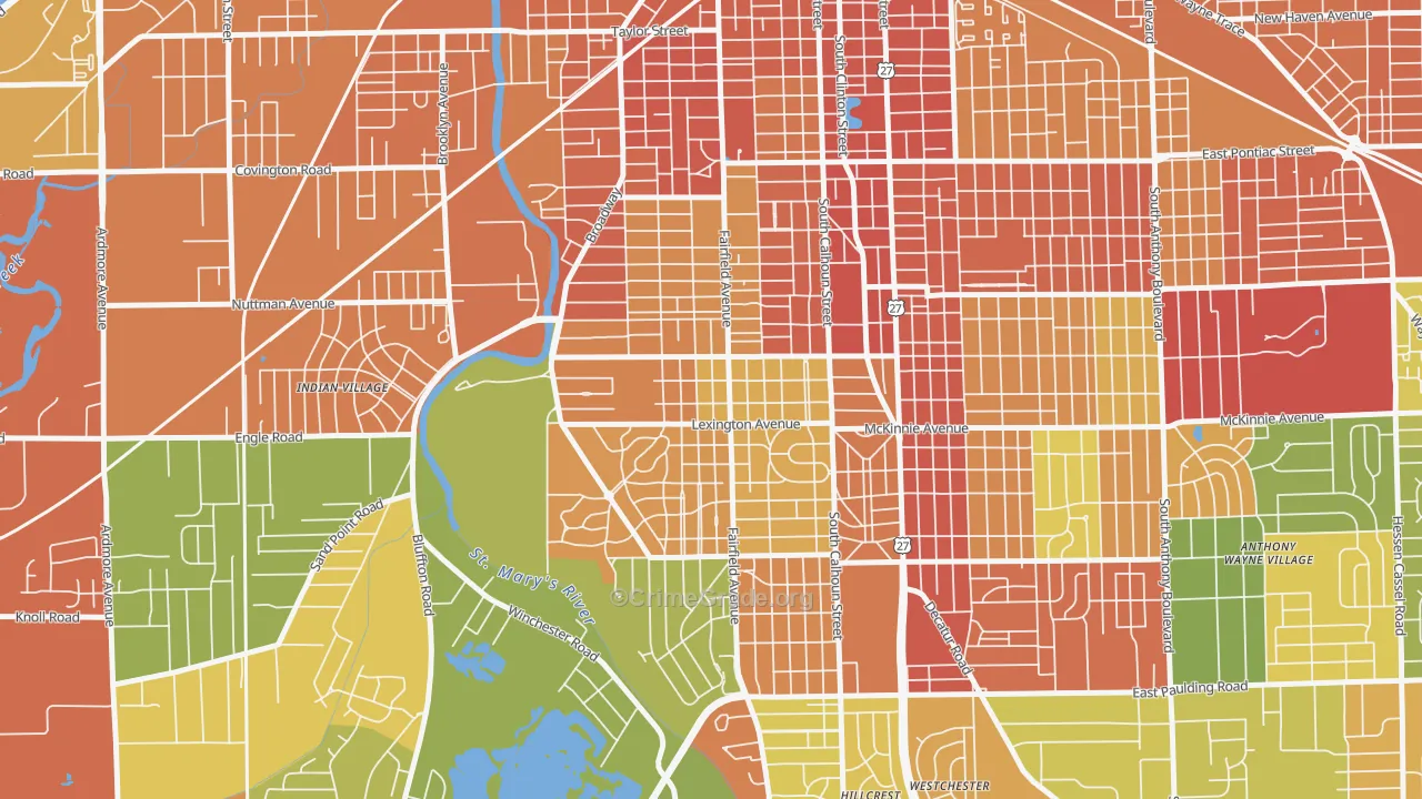 46807, IN Map of Drug-Related Crime Rates