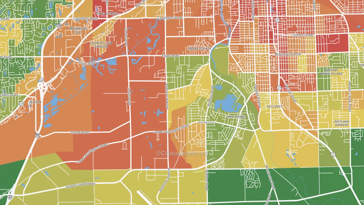 46809, IN Map of Drug-Related Crime Rates