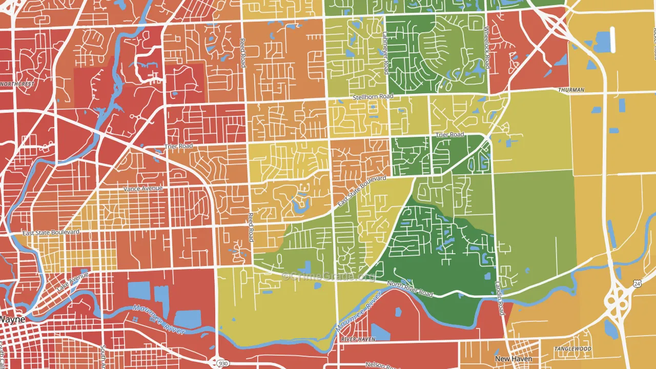 46815, IN Map of Drug-Related Crime Rates