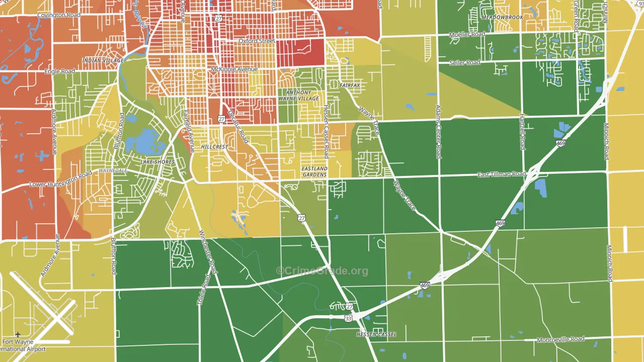 46816, IN Map of Drug-Related Crime Rates