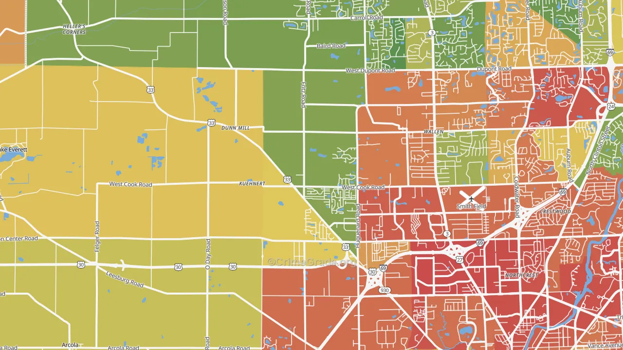 46818, IN Map of Drug-Related Crime Rates