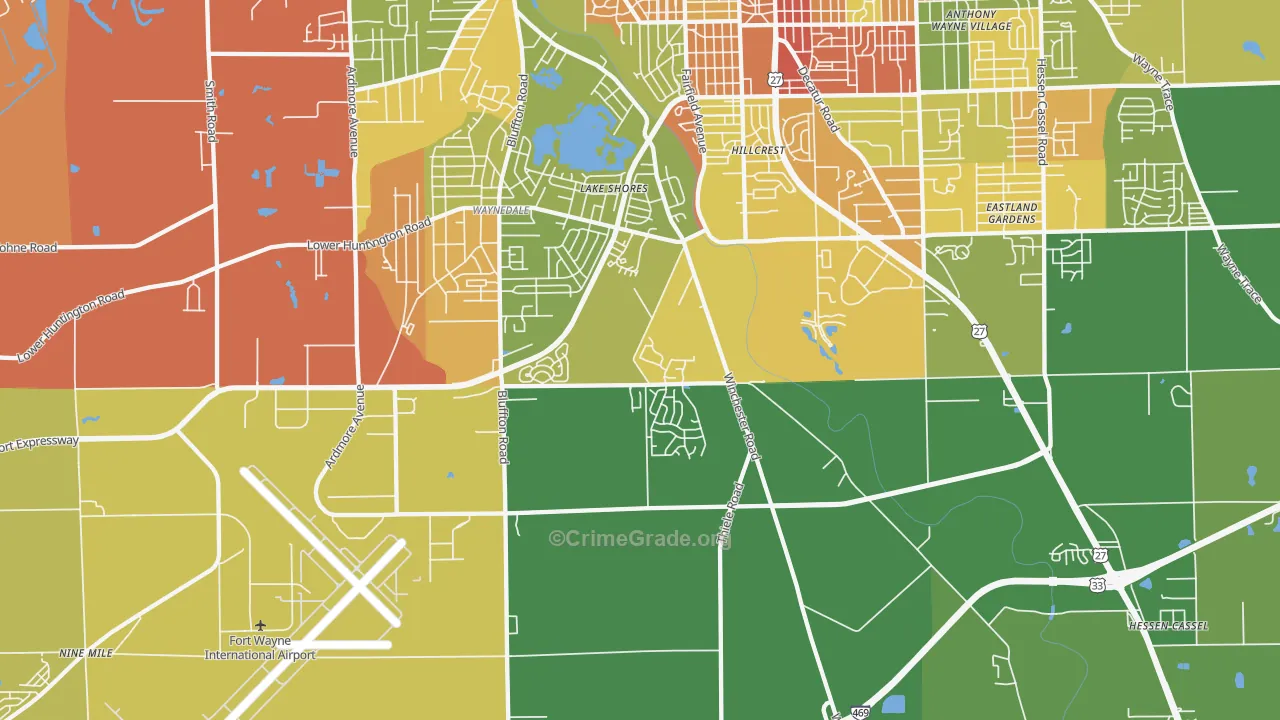 46819, IN Map of Drug-Related Crime Rates