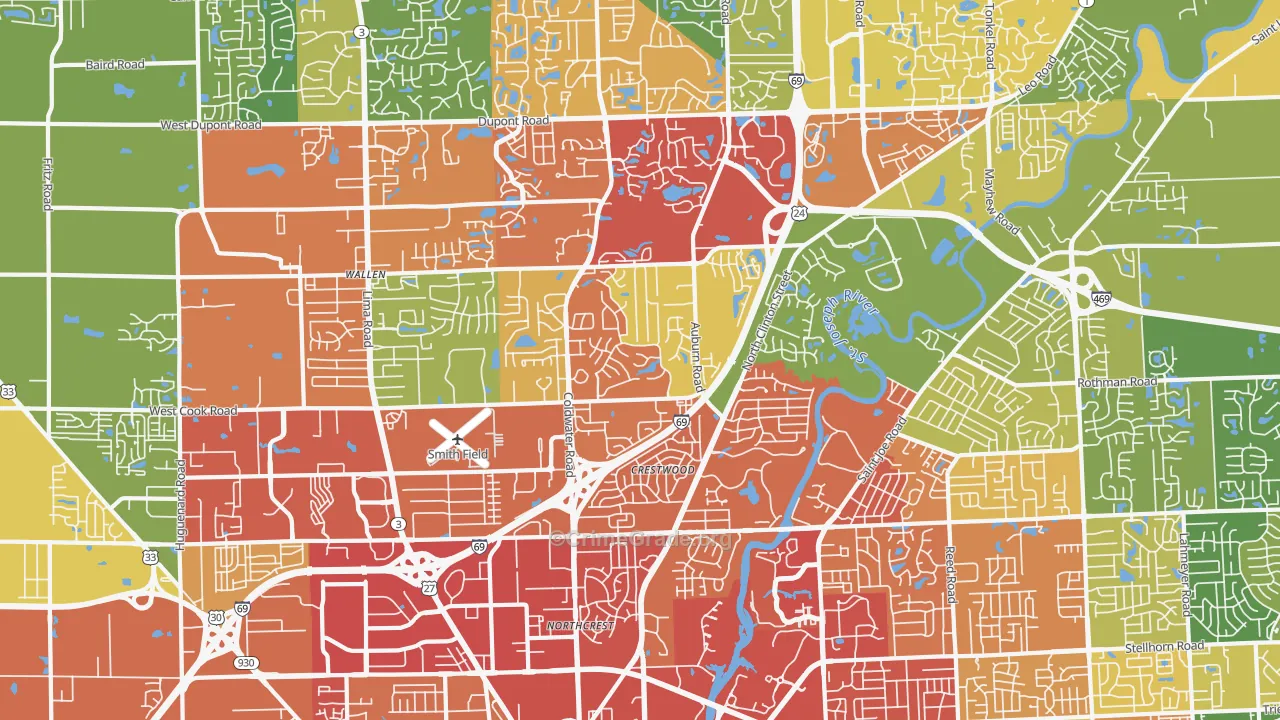 46825, IN Map of Drug-Related Crime Rates