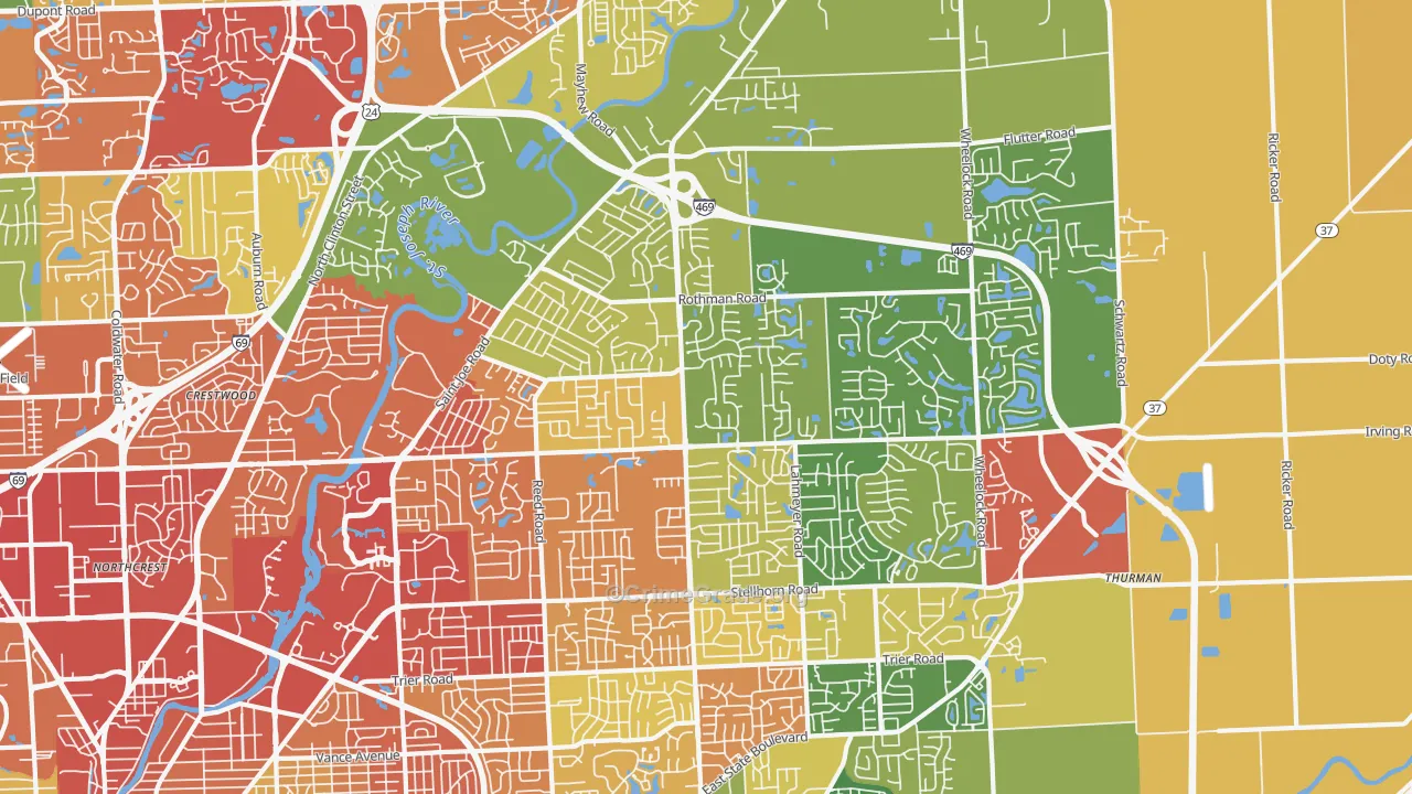 46835, IN Map of Drug-Related Crime Rates