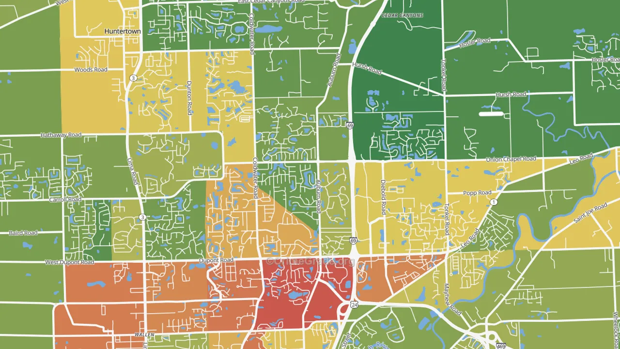 46845, IN Map of Drug-Related Crime Rates