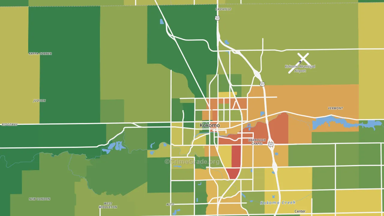46901, IN Map of Drug-Related Crime Rates