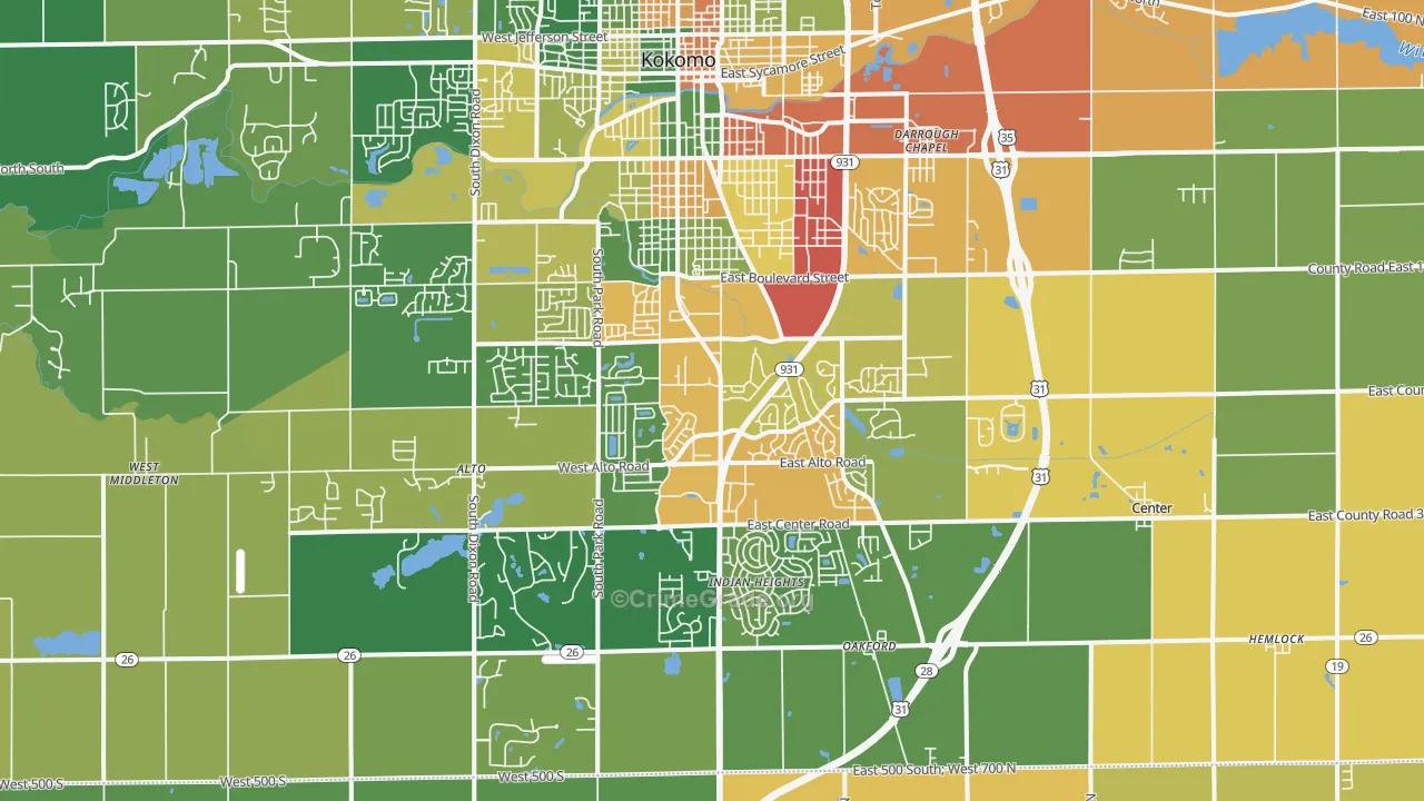 46902, IN Map of Drug-Related Crime Rates