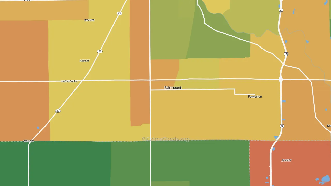 46928, IN Map of Drug-Related Crime Rates