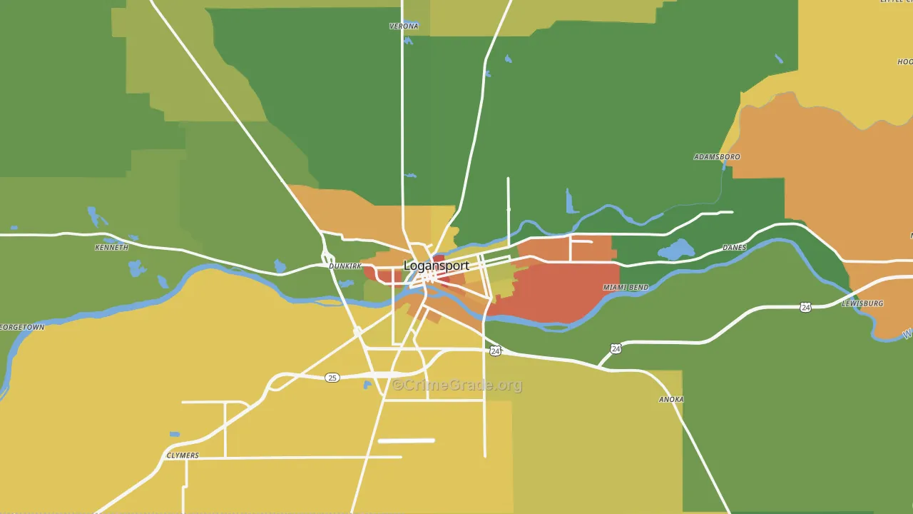 46947, IN Map of Drug-Related Crime Rates