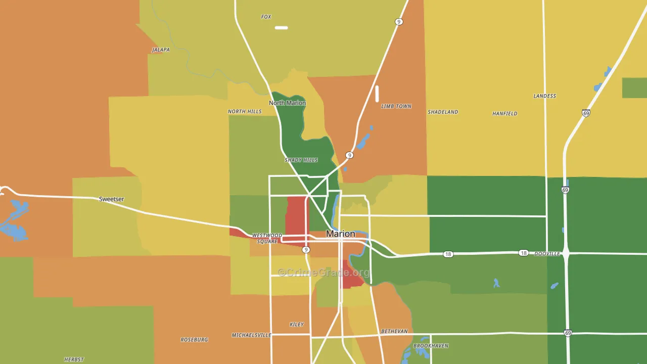 46952, IN Map of Drug-Related Crime Rates