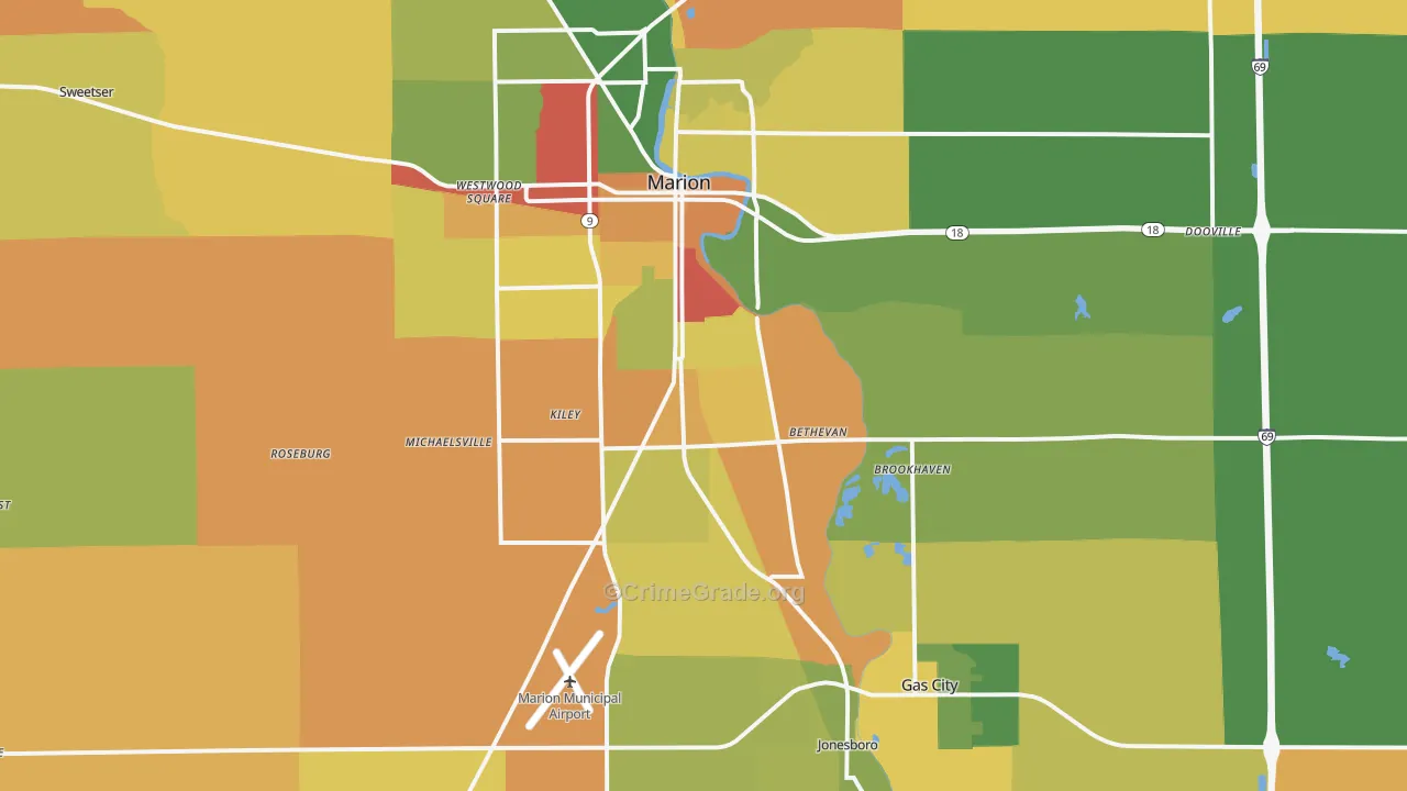 46953, IN Map of Drug-Related Crime Rates