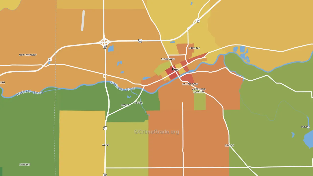 46970, IN Map of Drug-Related Crime Rates