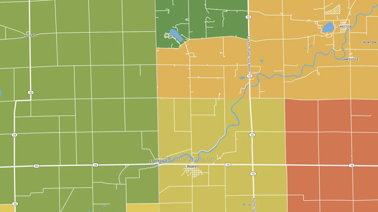 46974, IN Map of Drug-Related Crime Rates