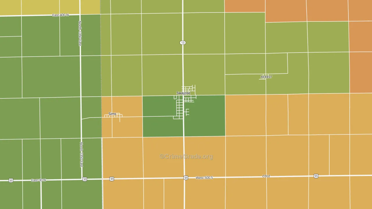 46986, IN Map of Drug-Related Crime Rates