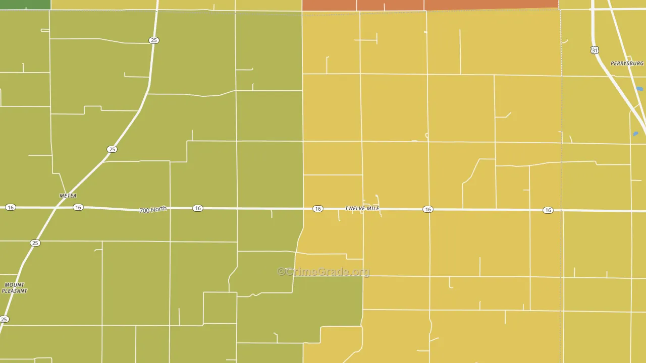 46988, IN Map of Drug-Related Crime Rates
