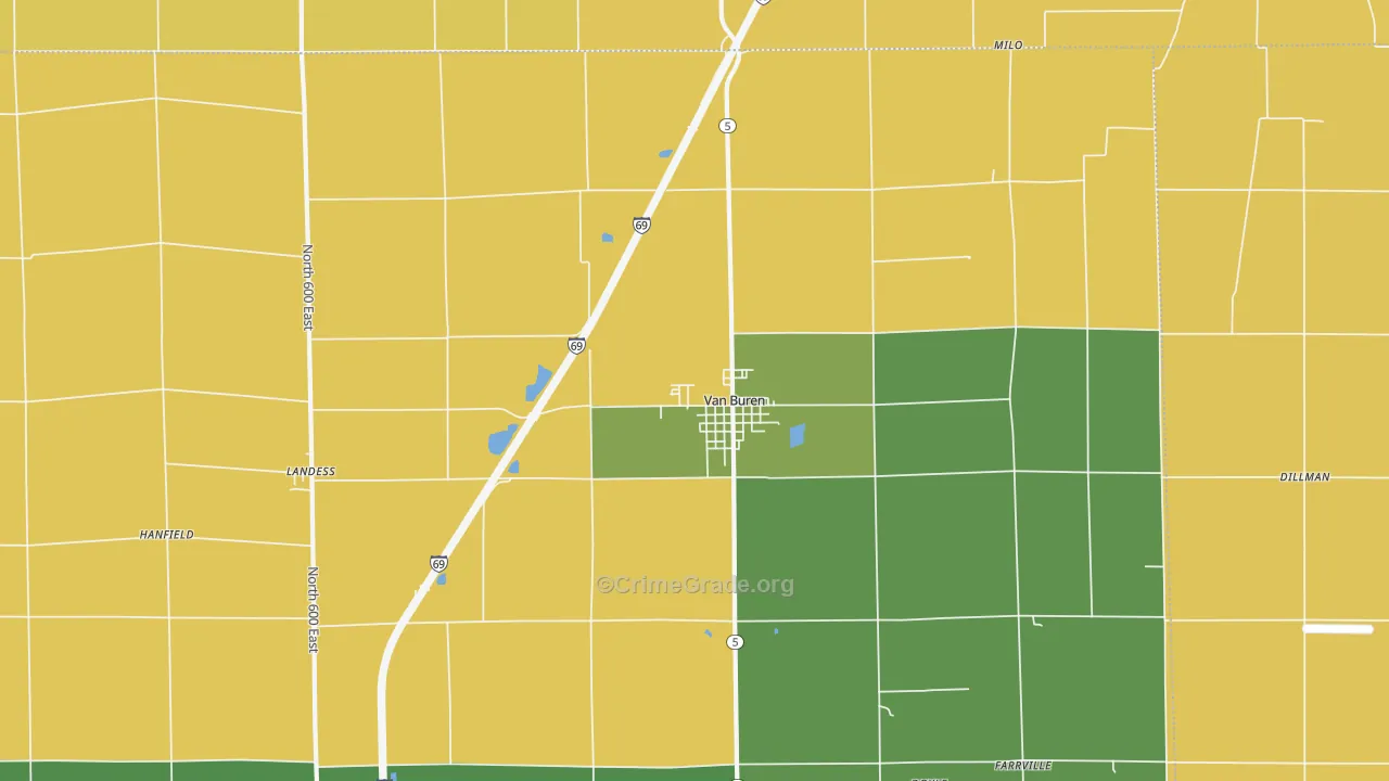 46991, IN Map of Drug-Related Crime Rates