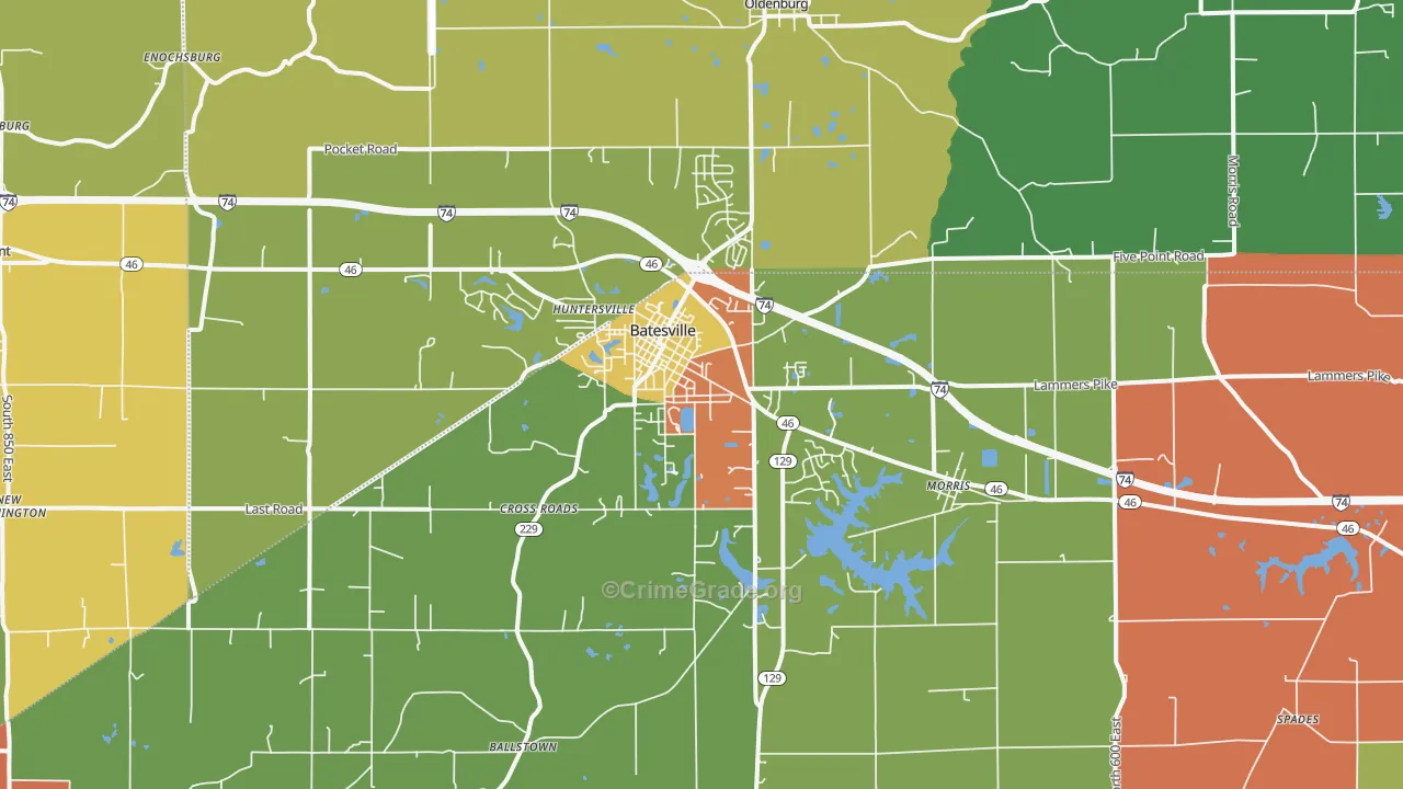 47006, IN Map of Drug-Related Crime Rates