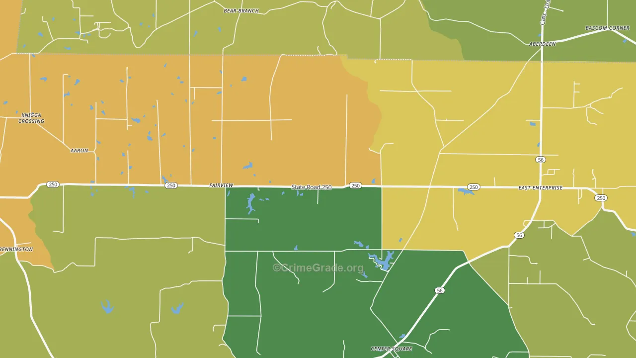 47011, IN Map of Drug-Related Crime Rates