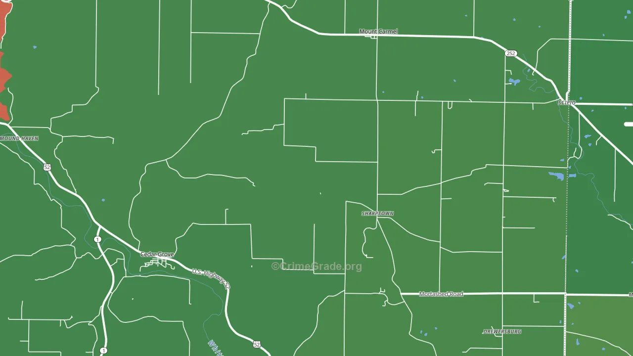 47016, IN Map of Drug-Related Crime Rates
