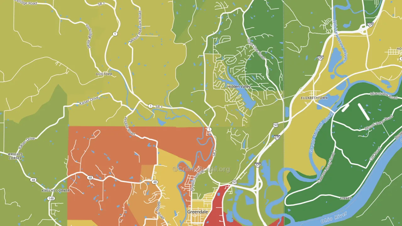 47025, IN Map of Drug-Related Crime Rates