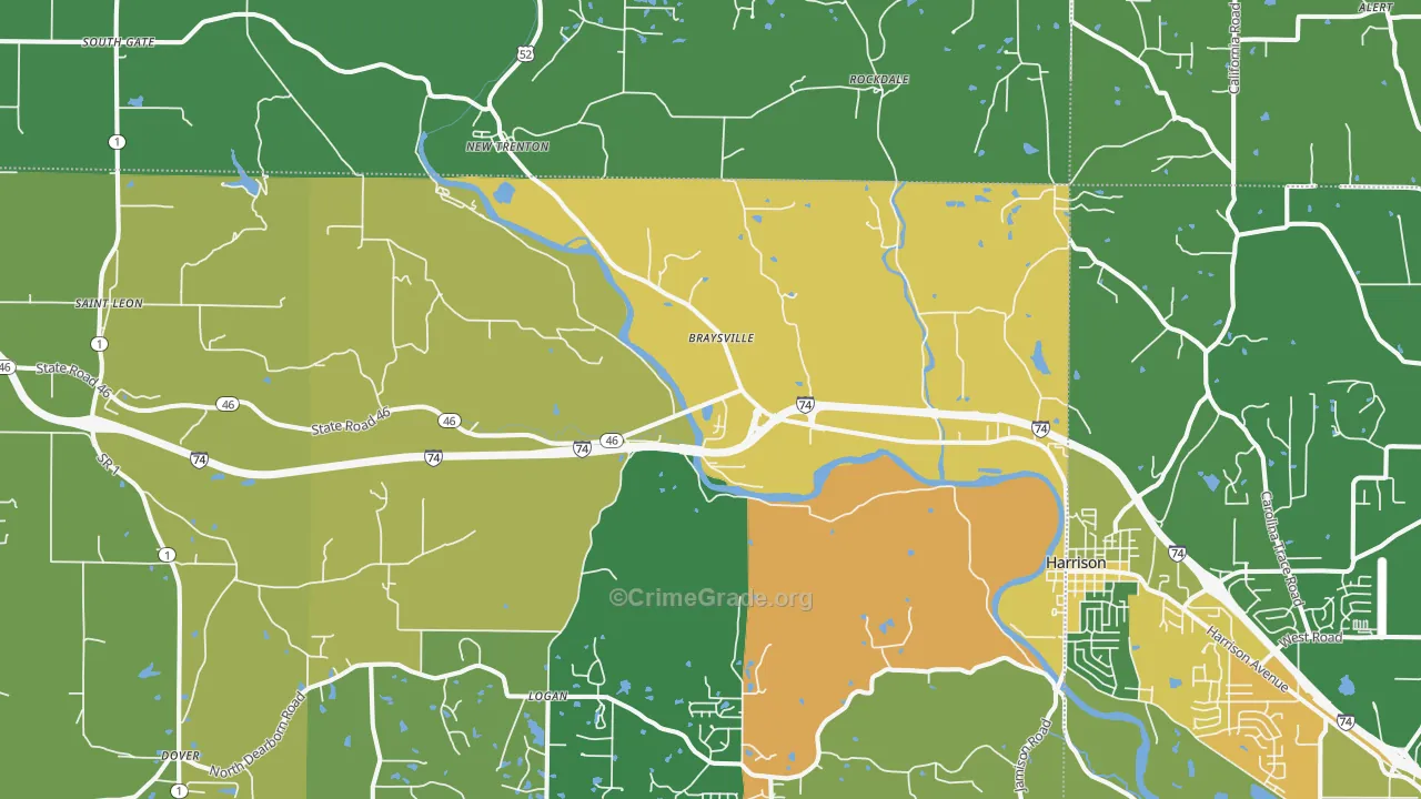 47060, IN Map of Drug-Related Crime Rates