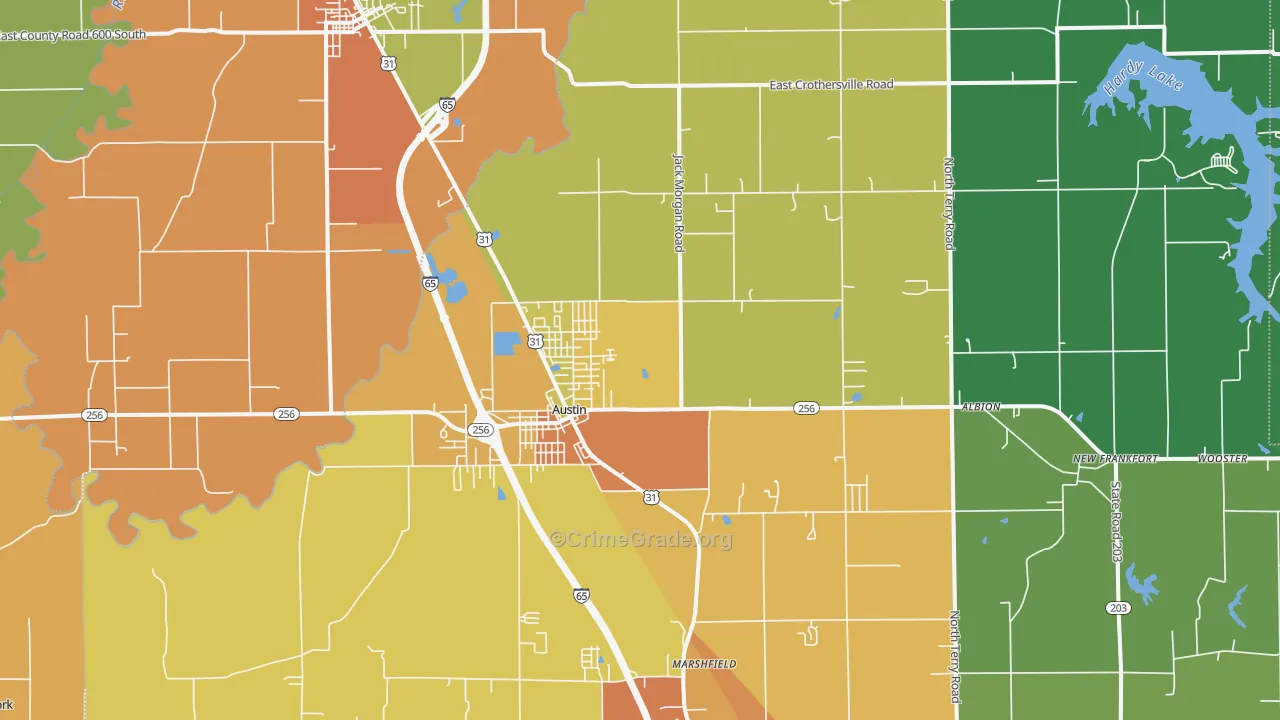 47102, IN Map of Drug-Related Crime Rates