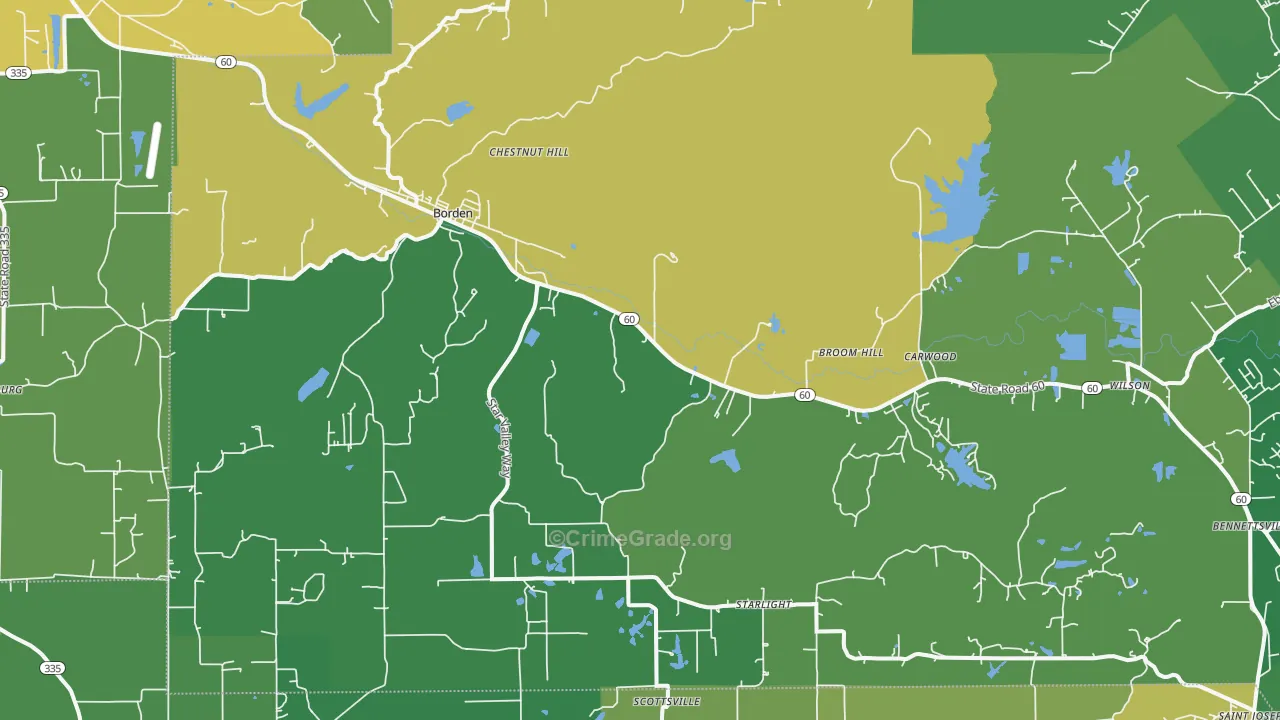 47106, IN Map of Drug-Related Crime Rates