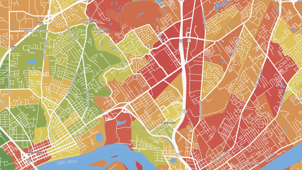 47129, IN Map of Drug-Related Crime Rates