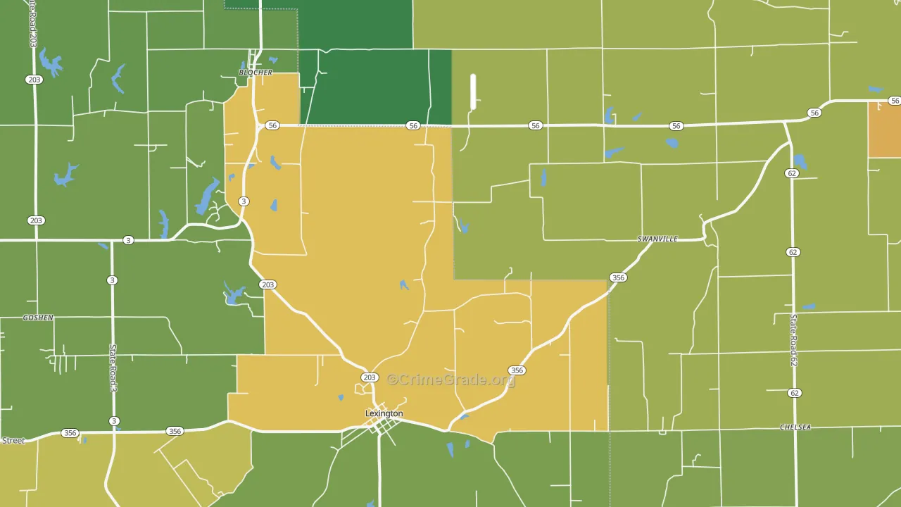 47138, IN Map of Drug-Related Crime Rates