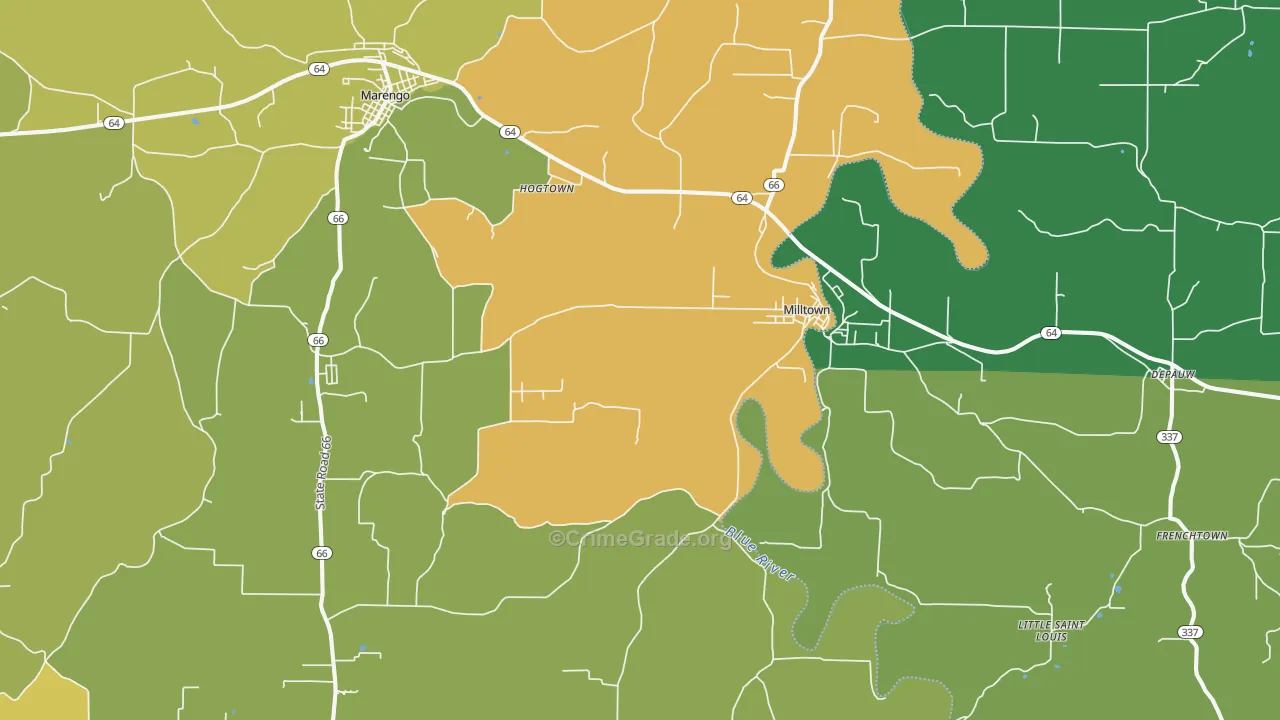 47145, IN Map of Drug-Related Crime Rates