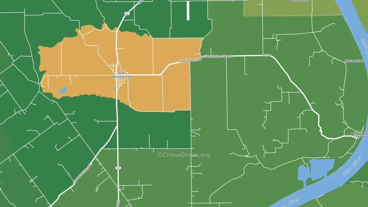 47162, IN Map of Drug-Related Crime Rates
