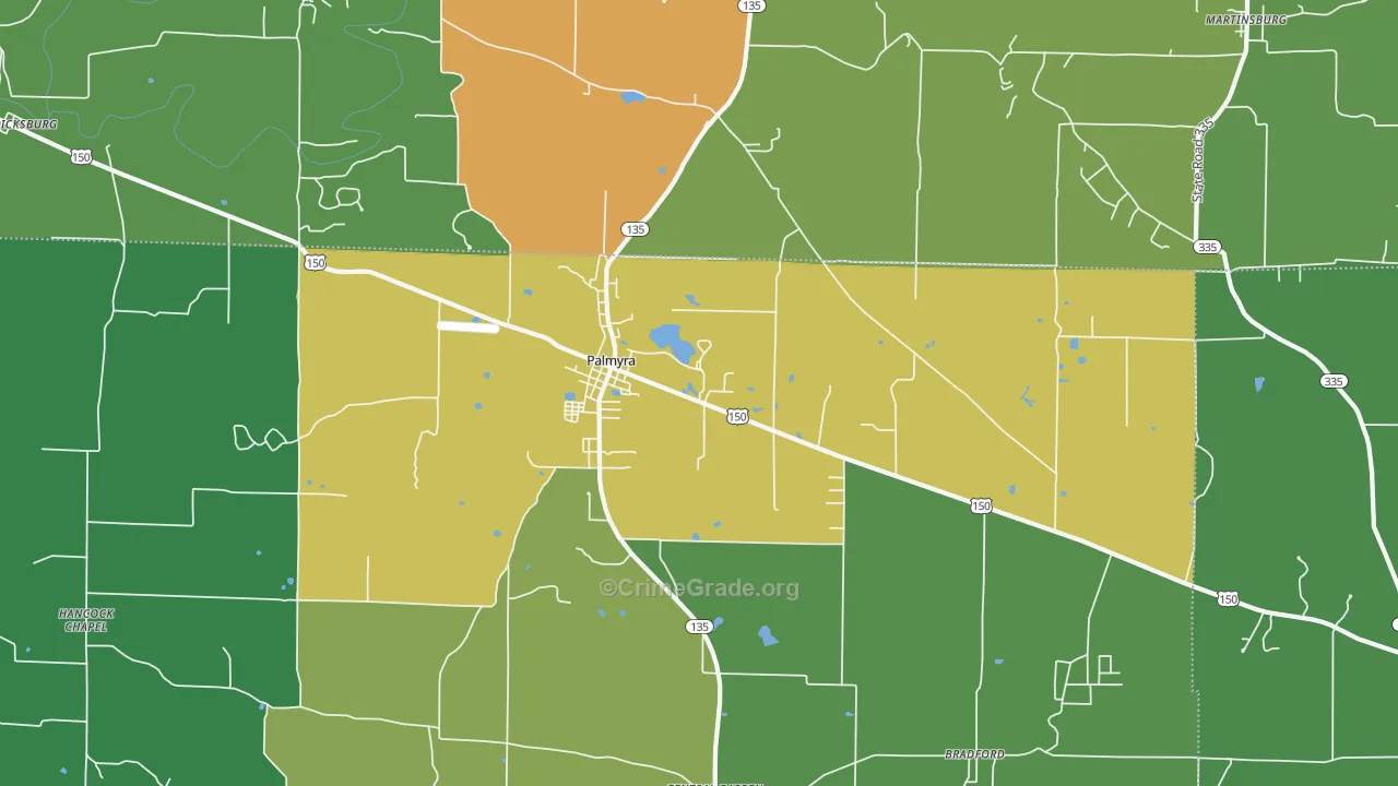 47164, IN Map of Drug-Related Crime Rates