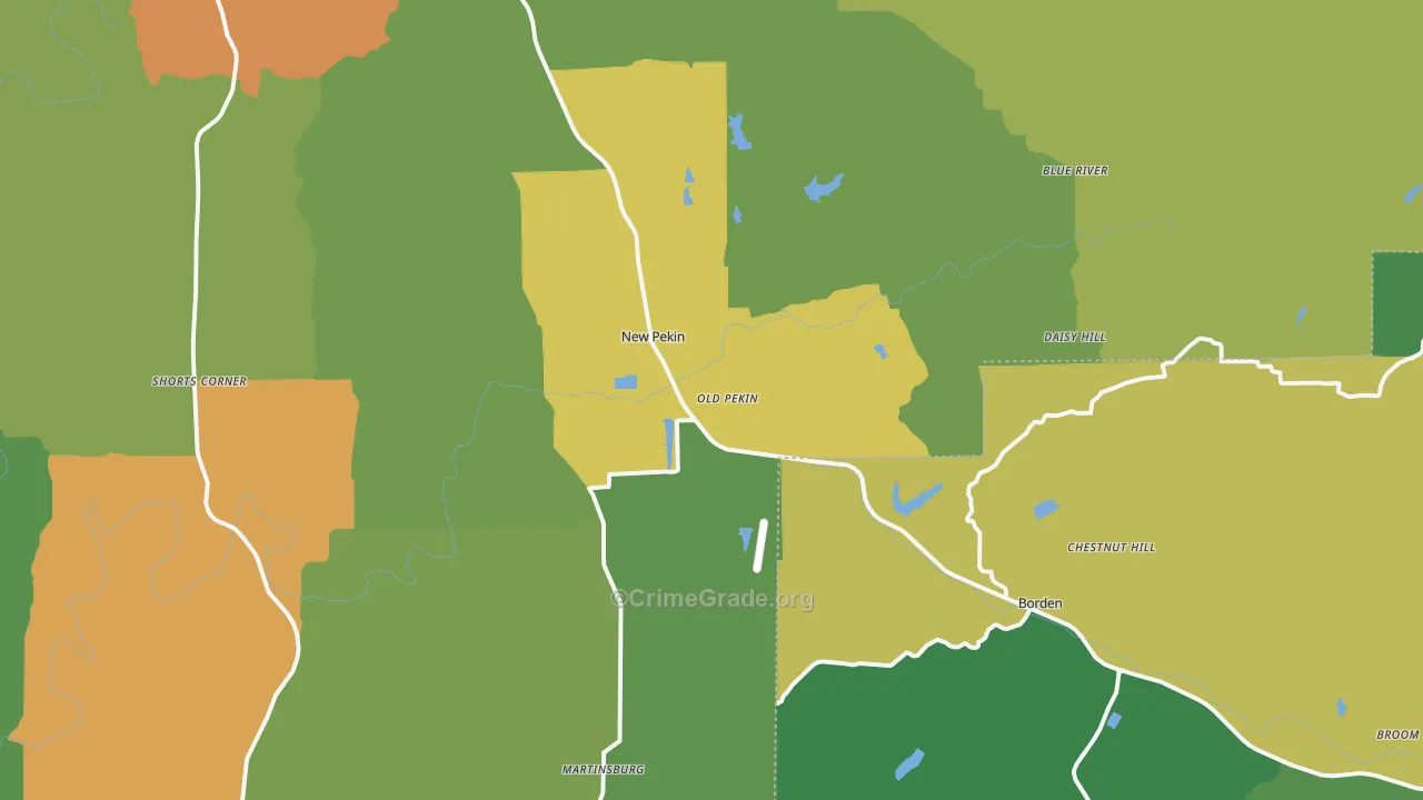 47165, IN Map of Drug-Related Crime Rates