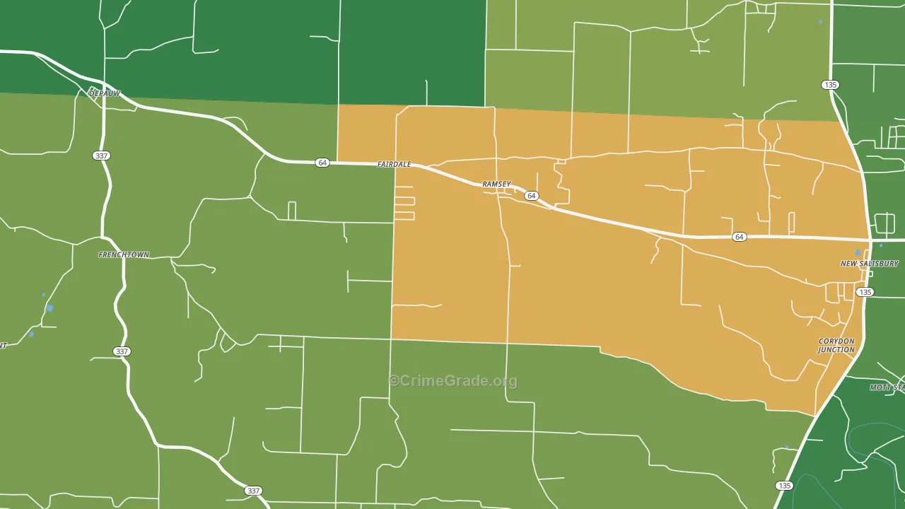 47166, IN Map of Drug-Related Crime Rates