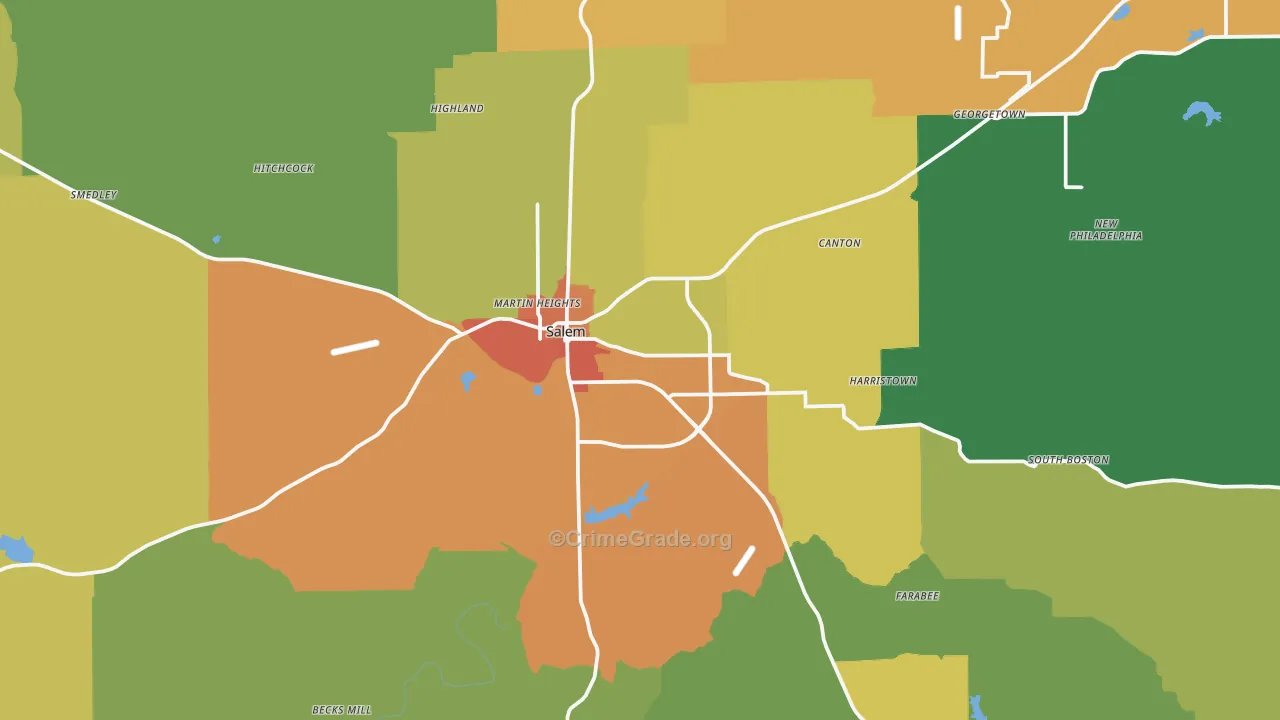 47167, IN Map of Drug-Related Crime Rates