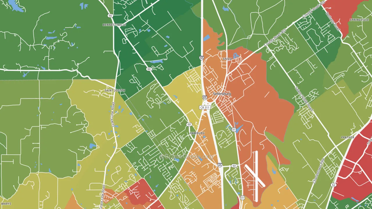 47172, IN Map of Drug-Related Crime Rates