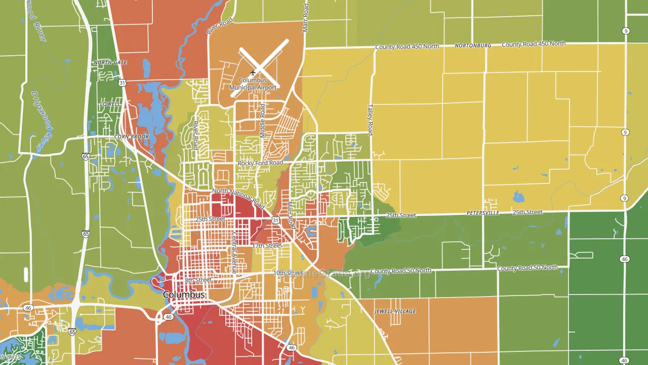 47203, IN Map of Drug-Related Crime Rates