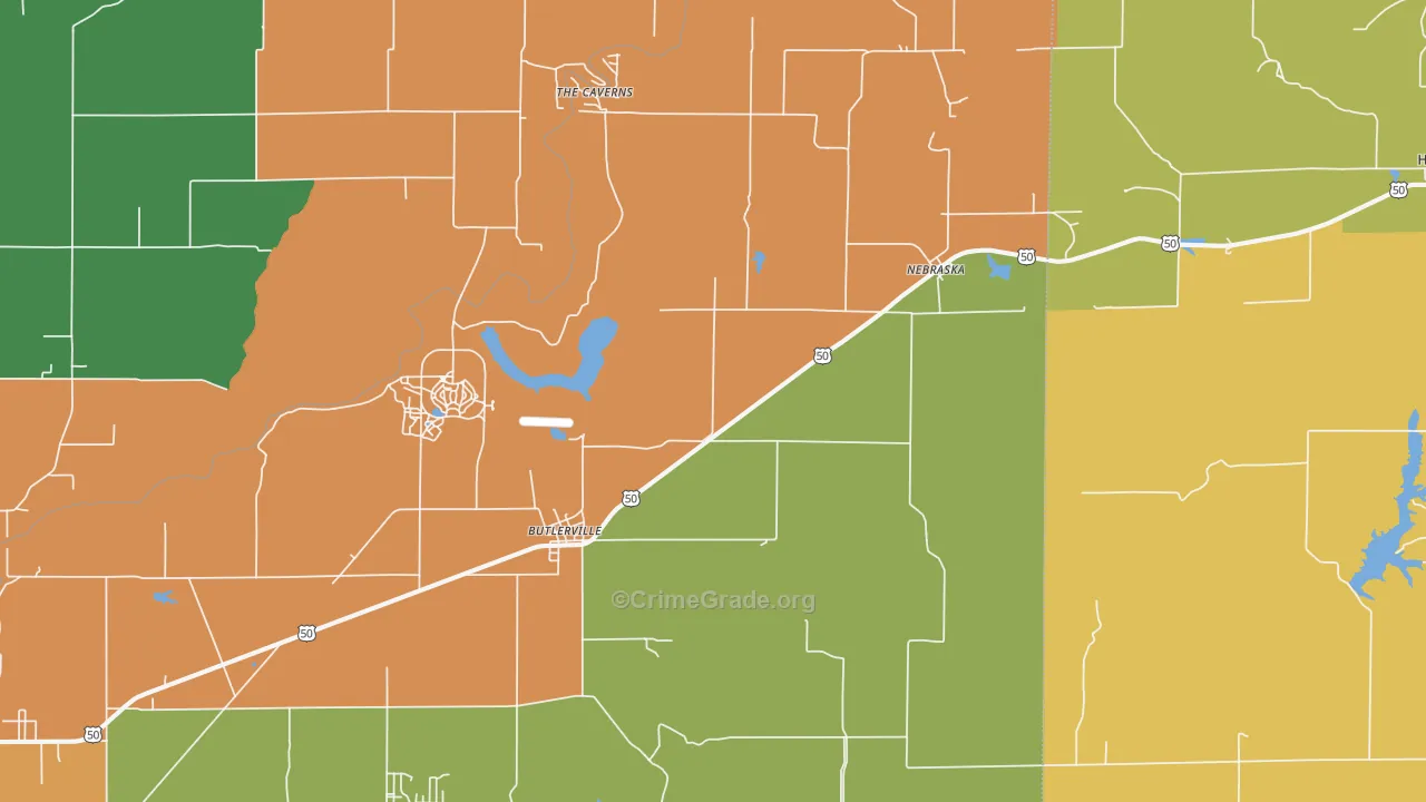 47223, IN Map of Drug-Related Crime Rates