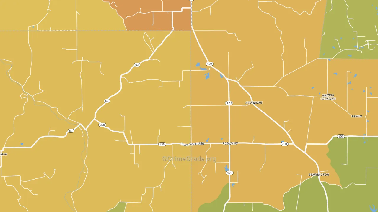 47224, IN Map of Drug-Related Crime Rates