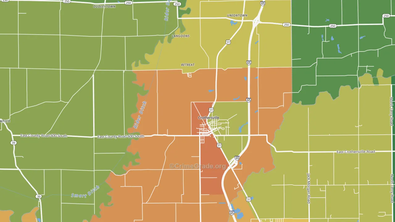 47229, IN Map of Drug-Related Crime Rates