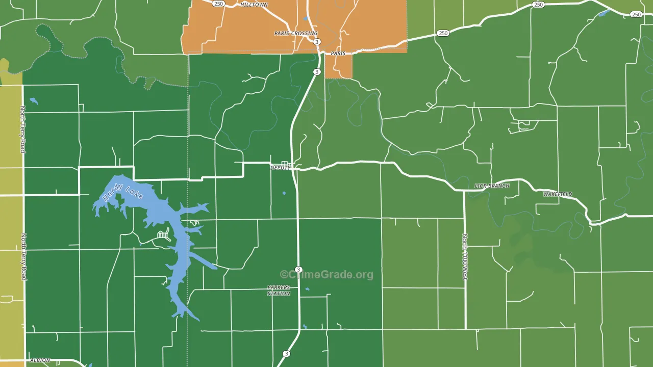 47230, IN Map of Drug-Related Crime Rates