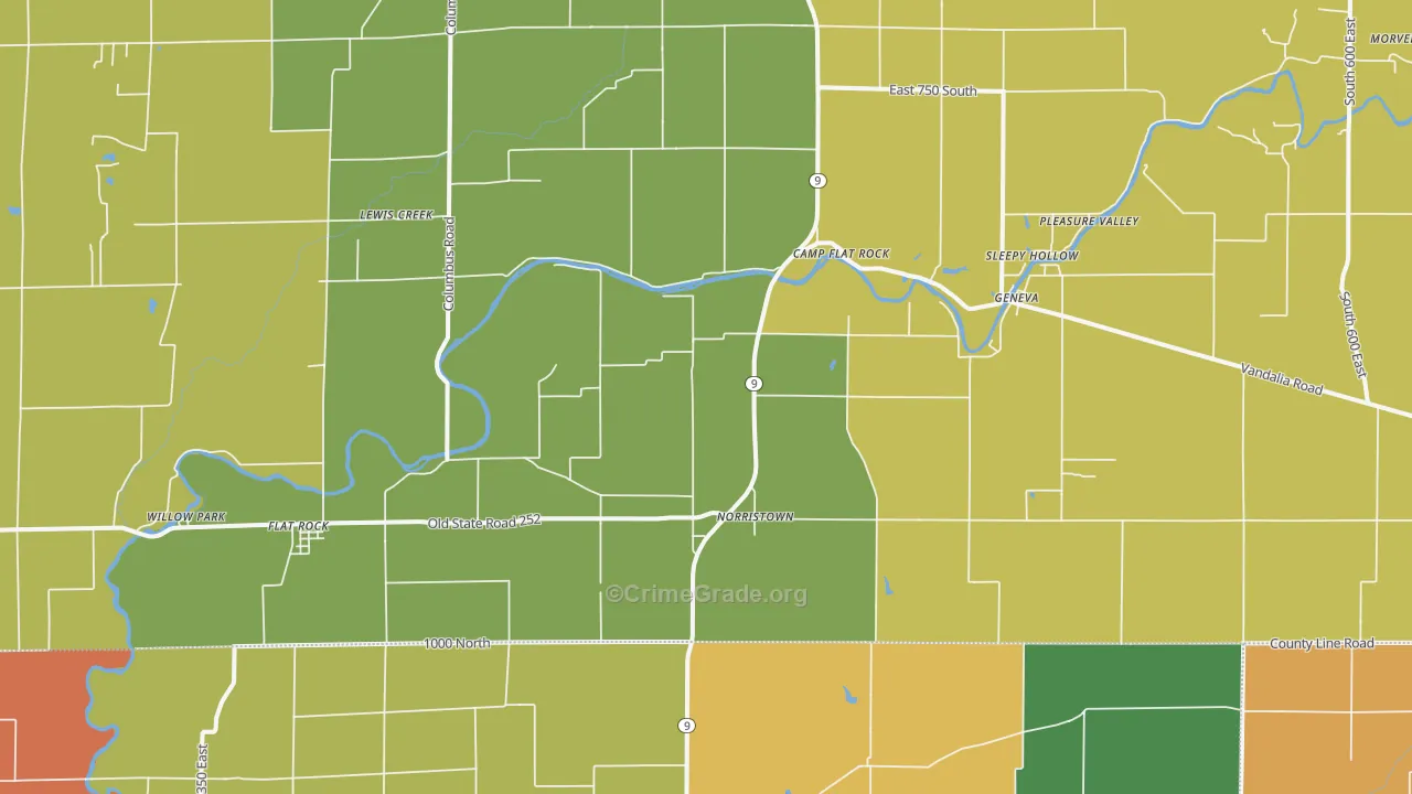 47234, IN Map of Drug-Related Crime Rates