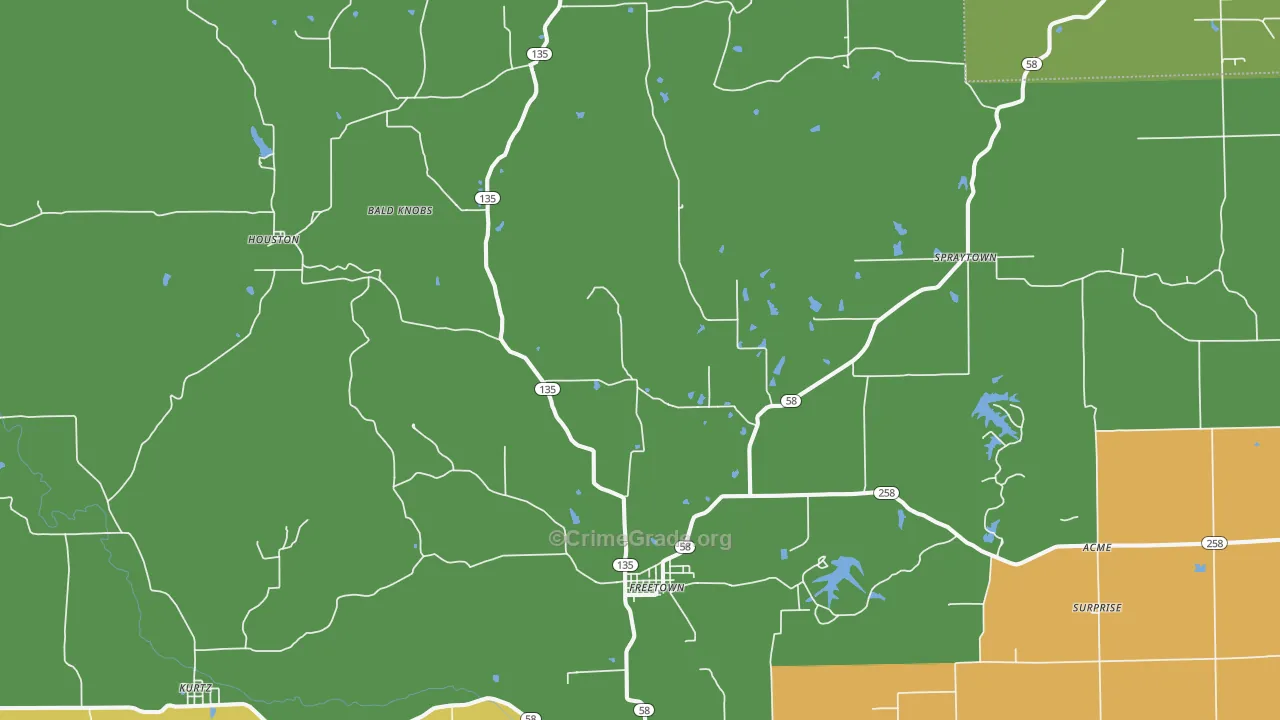 47235, IN Map of Drug-Related Crime Rates