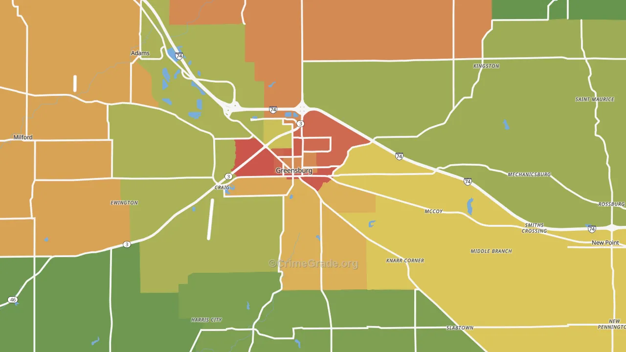 47240, IN Map of Drug-Related Crime Rates
